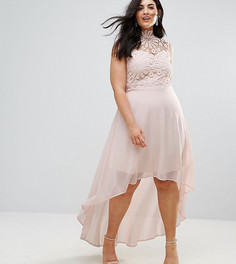 Платье кроше с асимметричным краем Club L Plus - Розовый