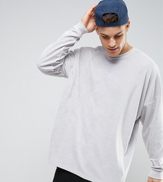 Свободный свитшот из велюра ASOS TALL - Серый