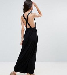 Трикотажное пляжное платье макси ASOS PETITE - Черный