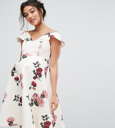 Платье с открытыми плечами и цветочным принтом Chi Chi London Maternity - Мульти