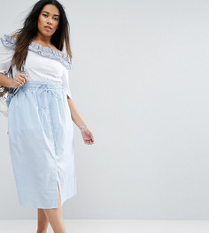 Юбка миди в полоску на пуговицах ASOS CURVE - Мульти