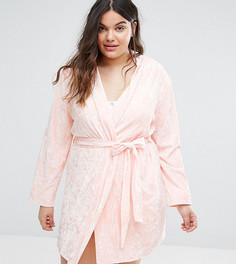 Бархатный халат мини ASOS CURVE - Розовый