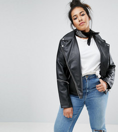 Куртка из искусственной кожи с молниями на рукавах ASOS CURVE - Черный