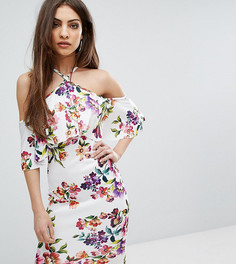 Платье миди с халтером и разноцветным цветочным принтом Lipsy - Мульти