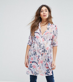 Удлиненная рубашка для беременных с цветочным принтом New Look Maternity - Фиолетовый