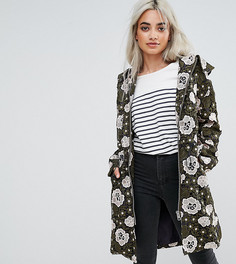 Кружевная парка с цветочным узором ASOS PETITE - Зеленый
