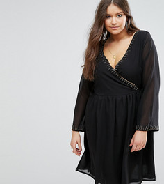 Короткое приталенное платье с отделкой бисером Koko Plus - Черный