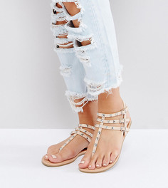 Сандалии для широкой стопы с заклепками ASOS FABIENNE - Бежевый