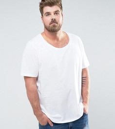 Белая длинная футболка с овальным вырезом ASOS PLUS - Белый