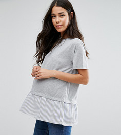 Футболка с оборкой в полоску ASOS Maternity TALL - Серый