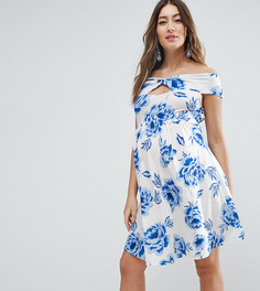Короткое приталенное платье с широким вырезом и цветочным принтом ASOS Maternity - Мульти