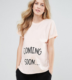 Футболка с надписью Coming Soon ASOS Maternity - Розовый