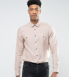 Розовая вискозная рубашка классического кроя ASOS TALL - Розовый
