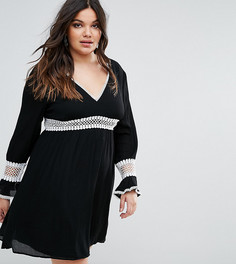 Короткое приталенное платье с кружевными вставками Missguided Plus - Черный