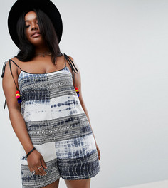 Ромпер с размытым принтом и помпонами на бретельках ASOS CURVE - Мульти
