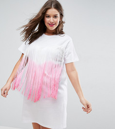 Платье-футболка с бахромой с эффектом деграде ASOS CURVE - Мульти