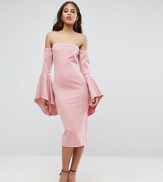 Платье миди с открытыми плечами и рукавами клеш TTYA BLACK - Розовый Taller Than Your Average