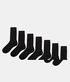 Комплект из 7 пар черных носков ASOS - Черный