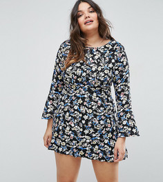 Платье-трапеция с оборкой Rage Plus - Черный