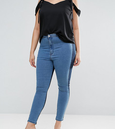 Сине-голубые джеггинсы с завышенной талией ASOS CURVE RIVINGTON - Синий