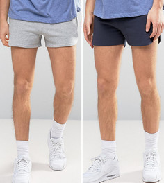 2 пары трикотажных шортов (темно-синие, серые меланжевые) ASOS - СКИДКА - Мульти