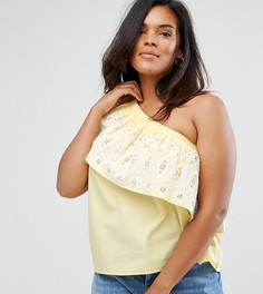 Топ на одно плечо с вышивкой ASOS CURVE - Желтый