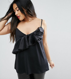 Сетчатый топ с оборками ASOS CURVE - Черный