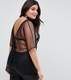 Сетчатый топ с узелком сзади ASOS CURVE - Черный