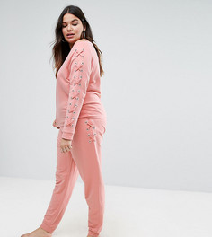 Спортивные штаны для дома со шнуровкой ASOS CURVE - Розовый