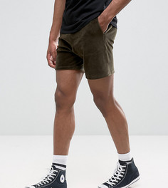 Велюровые шорты цвета хаки ASOS TALL - Зеленый