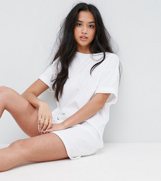 Платье-футболка с отворотами на рукавах ASOS PETITE Ultimate - Белый