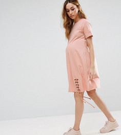 Платье-футболка со шнуровкой по бокам ASOS Maternity - Розовый