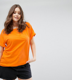 Выбеленная свободная футболка с пуговицами ASOS CURVE - Оранжевый