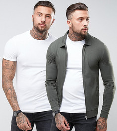 Куртка Харрингтон цвета хаки и белая обтягивающая футболка ASOS - СО СКИДКОЙ - Мульти