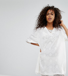 Сетчатое платье-футболка с подкладкой-комбинацией и кружевом Ellesse - Белый