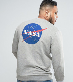 Серый меланжевый свитшот с принтом Nasa ASOS PLUS - Серый
