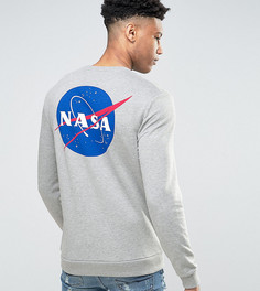 Серый меланжевый свитшот с принтом Nasa ASOS TALL - Серый