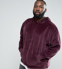 Oversize-худи из велюра с контрастной отделкой ASOS PLUS - Красный