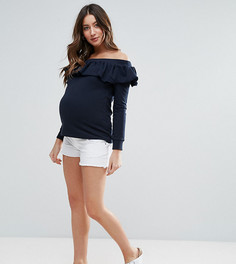 Белые джинсовые шорты с заниженной талией ASOS MATERNITY - Белый