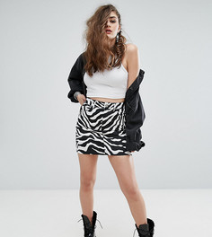 Джинсовая мини-юбка с принтом зебра Motel - Мульти