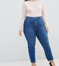 Темные джинсы слим в винтажном стиле с завышенной талией ASOS CURVE FARLEIGH - Синий