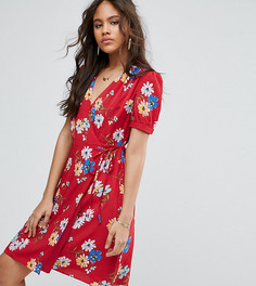 Чайное платье с запахом и цветочным принтом Glamorous Tall - Мульти