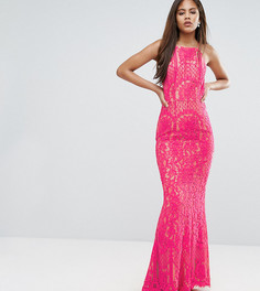 Кружевное платье макси с высоким воротом Jarlo Tall - Розовый