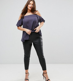 Брюки из искусственной кожи с напылением ASOS CURVE - Черный