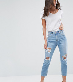 Светлые узкие джинсы в винтажном стиле с завышенной талией и рваной отделкой ASOS TALL FARLEIGH - Синий