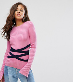 Джемпер в рубчик с корсетом ASOS TALL - Розовый