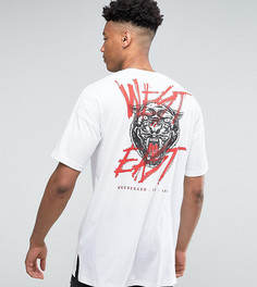 Длинная оверсайз-футболка с тигром и отворотами на рукавах ASOS TALL - Белый