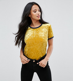 Бархатная футболка с контрастной отделкой Noisy May Petite - Желтый