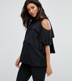 Топ с оборками и вырезами на плечах ASOS Maternity NURSING - Черный