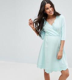 Короткое приталенное платье для беременных с запахом ASOS Maternity - Зеленый